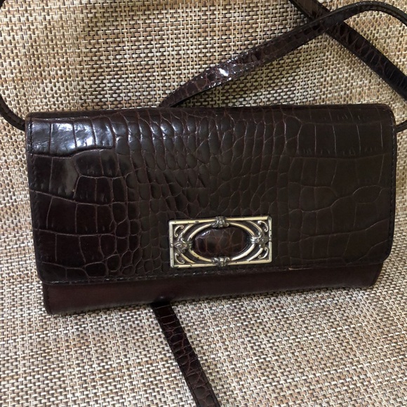 Brighton Handbags - Brighton Brown Crossbody Bag with Crocodile Texture
